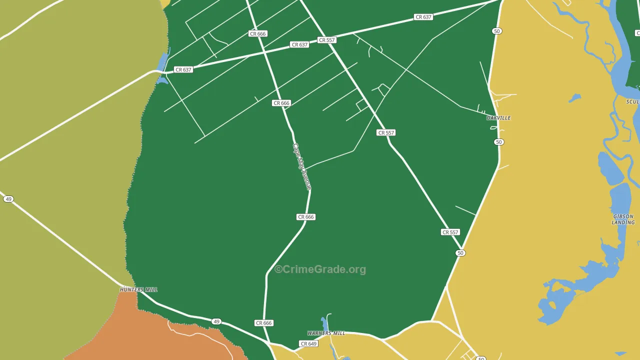 Estelville, NJ Map of Robbery Rates