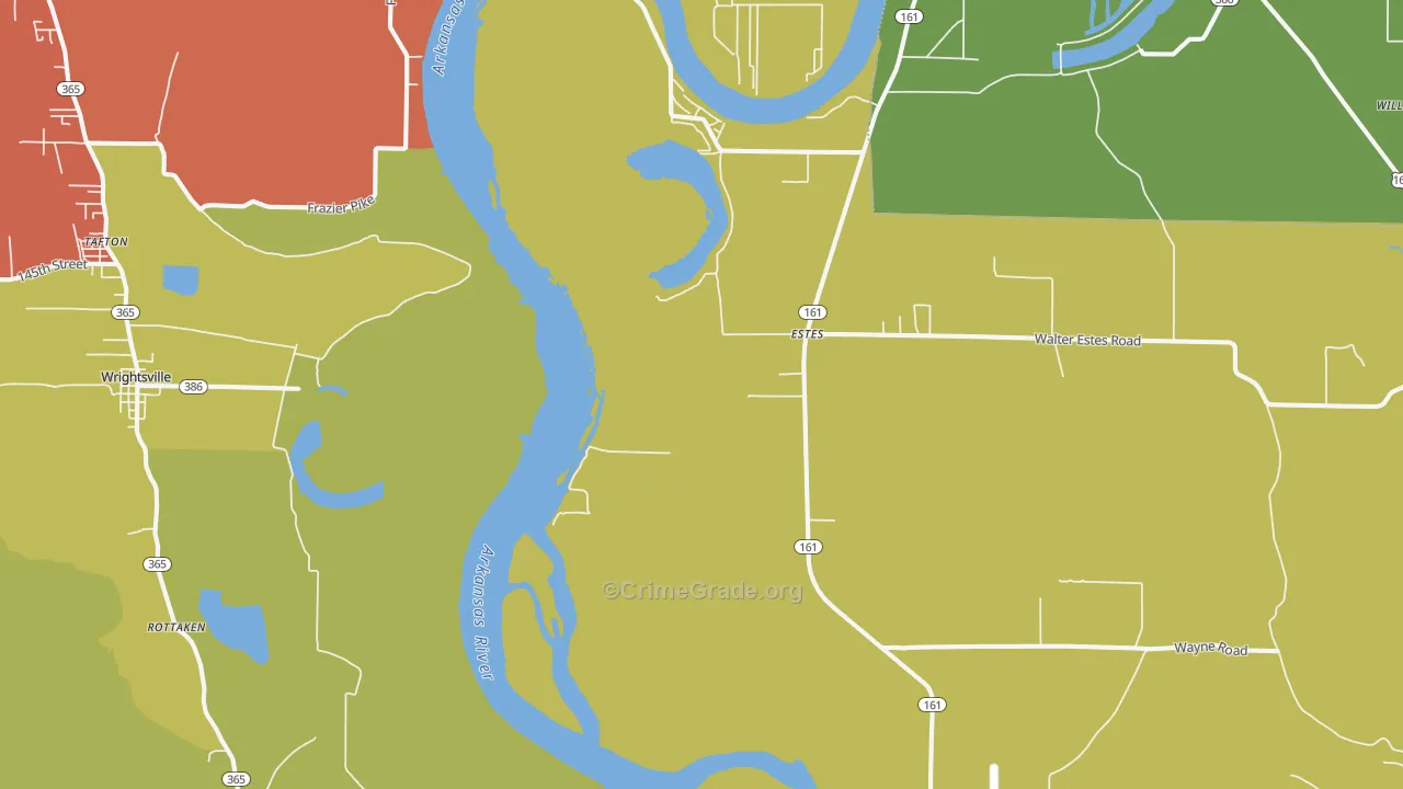 Estes, AR Map of Robbery Rates