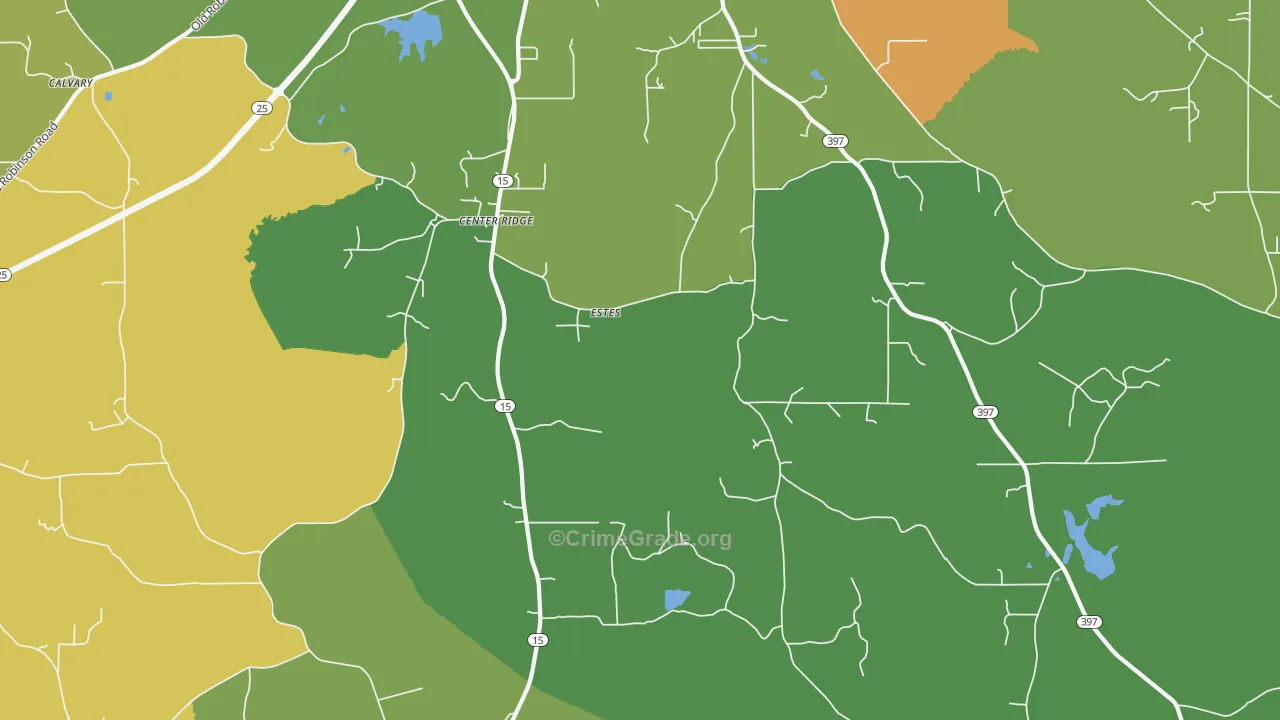 Estes, MS Map of Robbery Rates