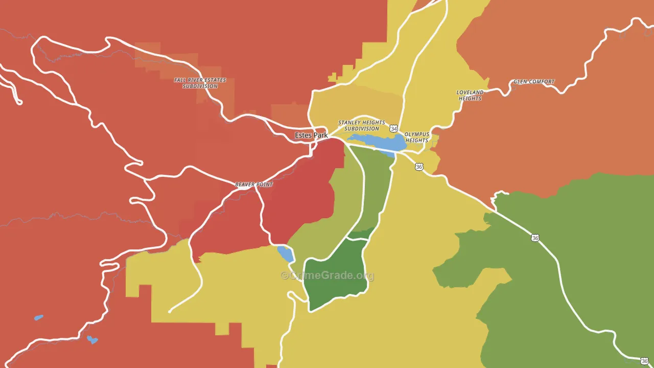 Estes Park, CO Map of Robbery Rates