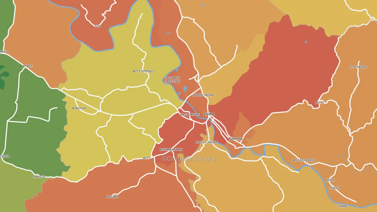Estill County, KY Map of Robbery Rates