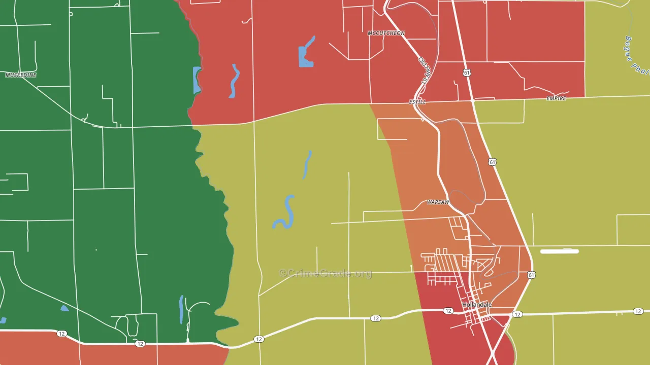 Estill, MS Map of Robbery Rates