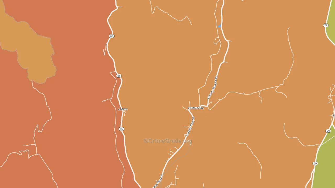 Estillfork, AL Map of Robbery Rates