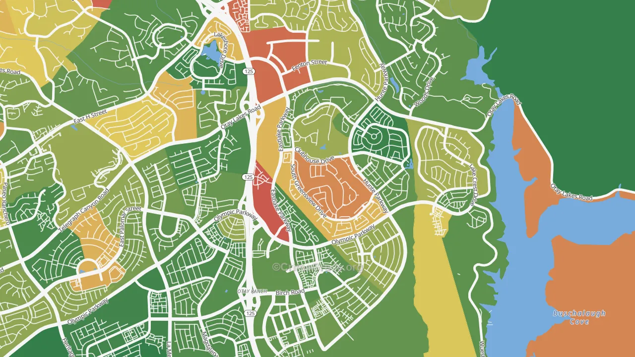 Estlake Greens, Chula Vista, CA Map of Robbery Rates