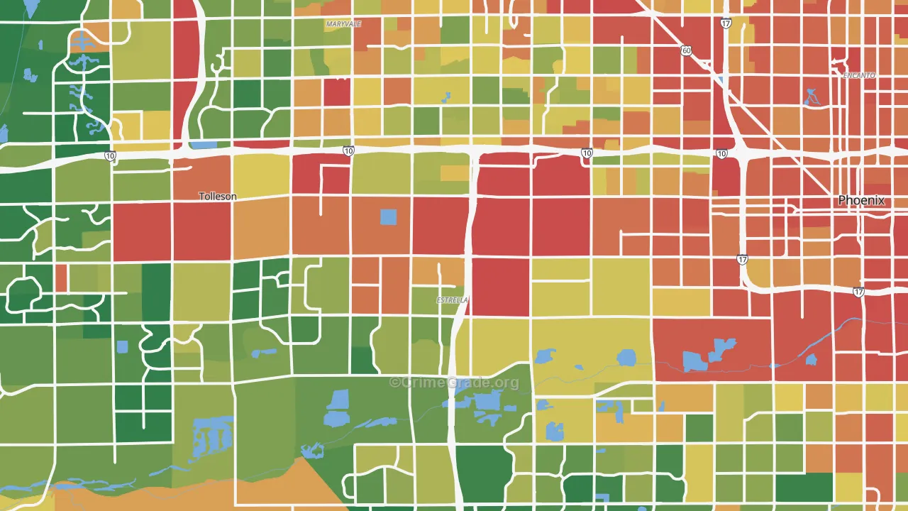 Estrella, Phoenix, AZ Map of Robbery Rates