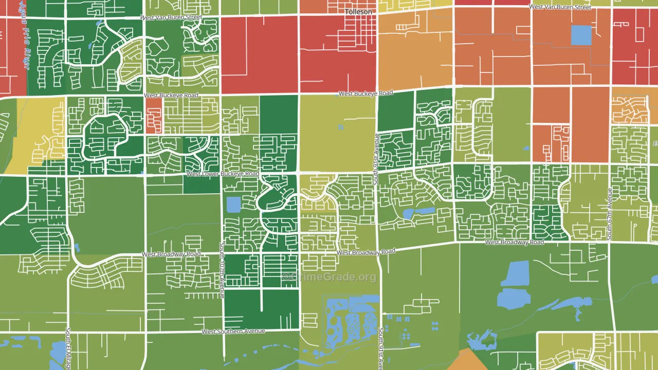 Estrella-Tolleson, Tolleson, AZ Map of Robbery Rates
