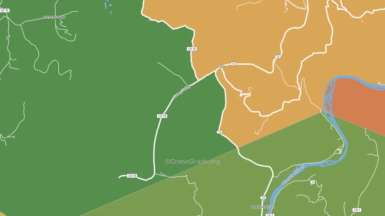 Etam, WV Map of Robbery Rates