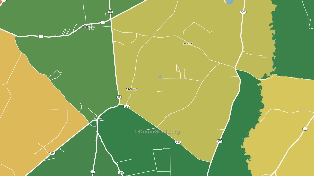 Ethel, LA Map of Robbery Rates