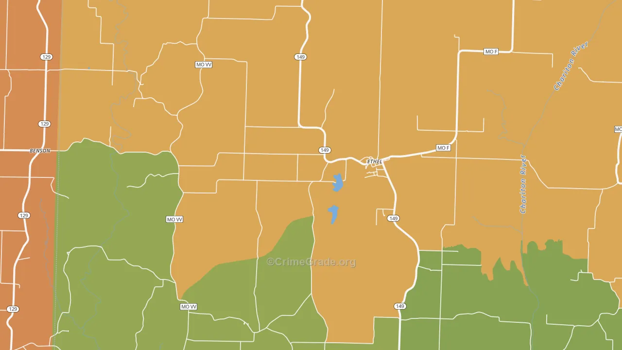 Ethel, MO Map of Robbery Rates