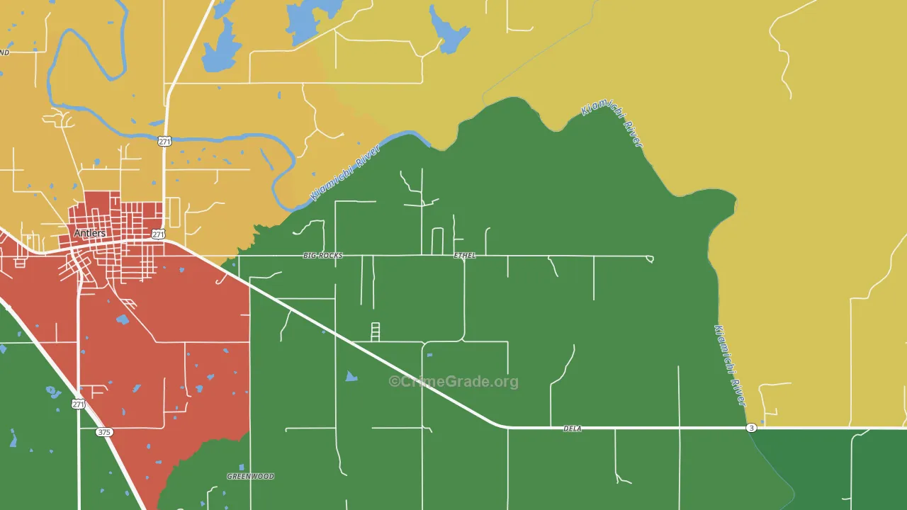 Ethel, OK Map of Robbery Rates