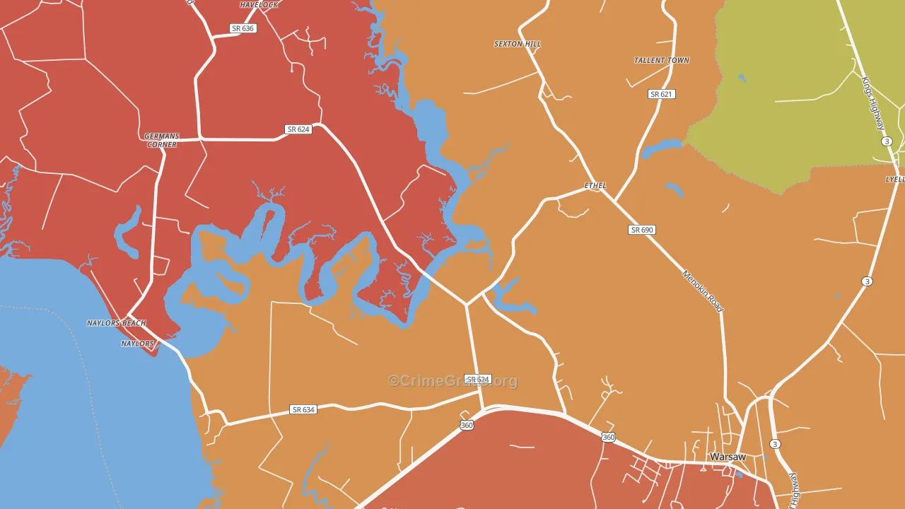 Ethel, VA Map of Robbery Rates
