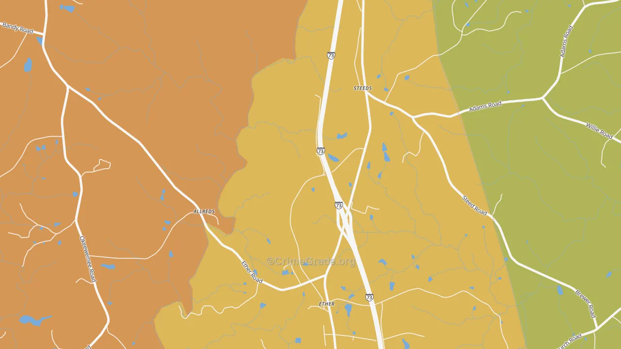 Ether, NC Map of Robbery Rates
