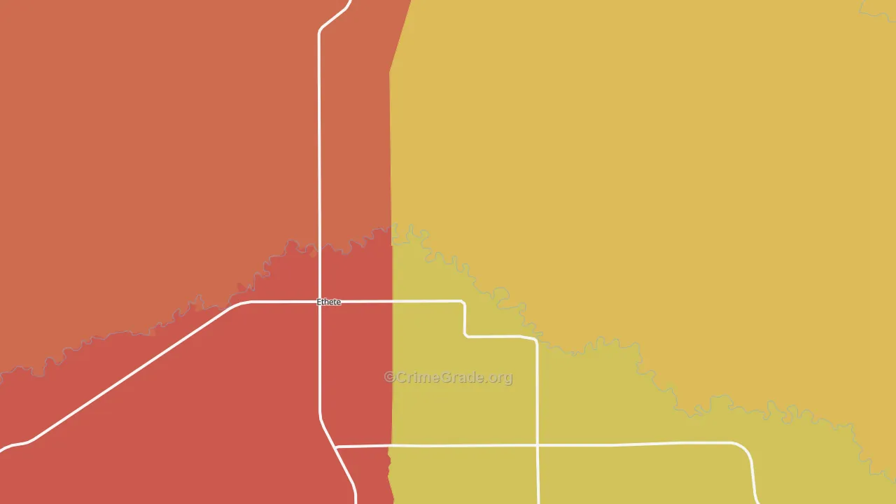Ethete, WY Map of Robbery Rates