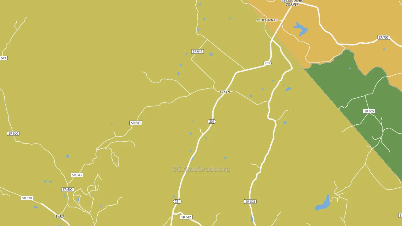 Etlan, VA Map of Robbery Rates