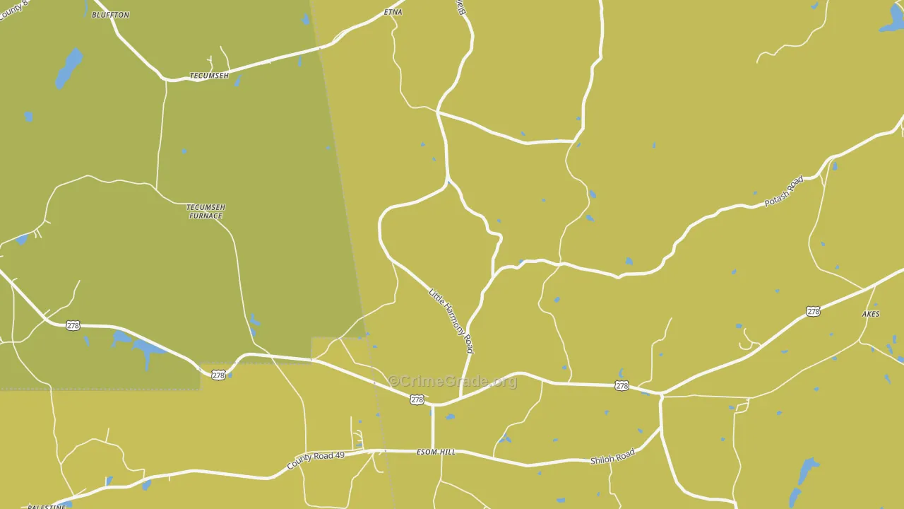Etna, GA Map of Robbery Rates