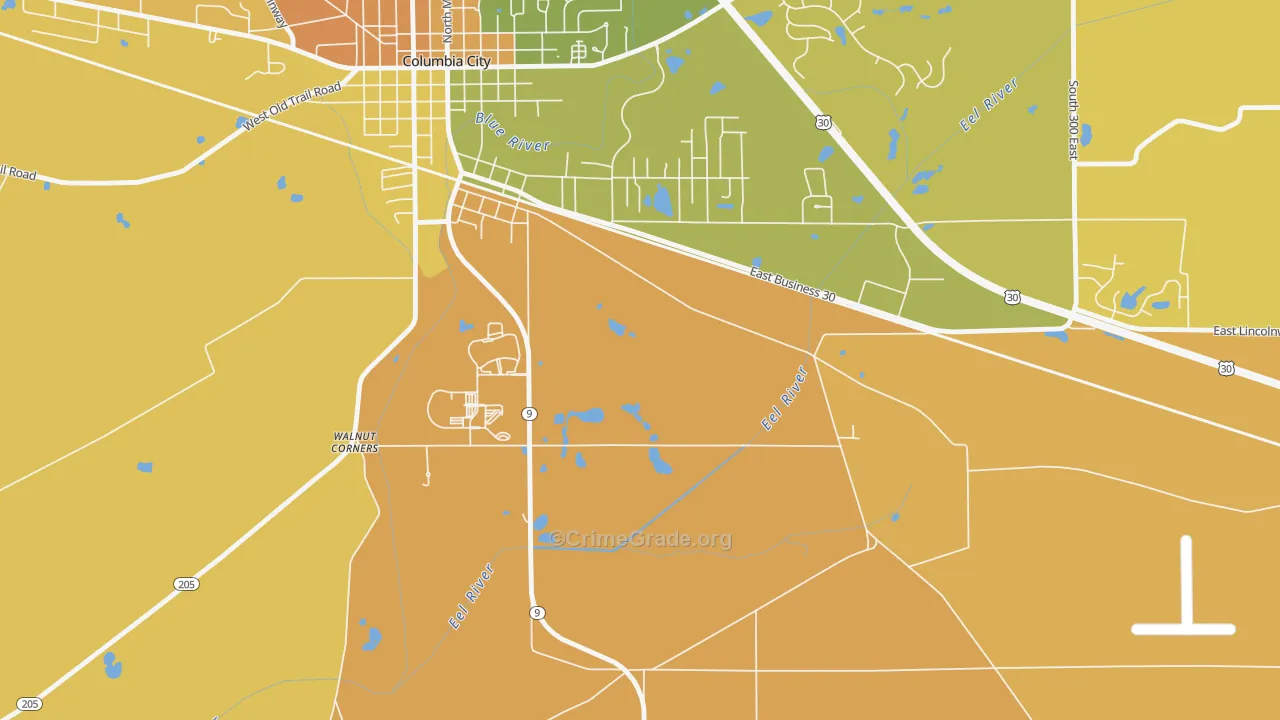 Etna, IN Map of Robbery Rates
