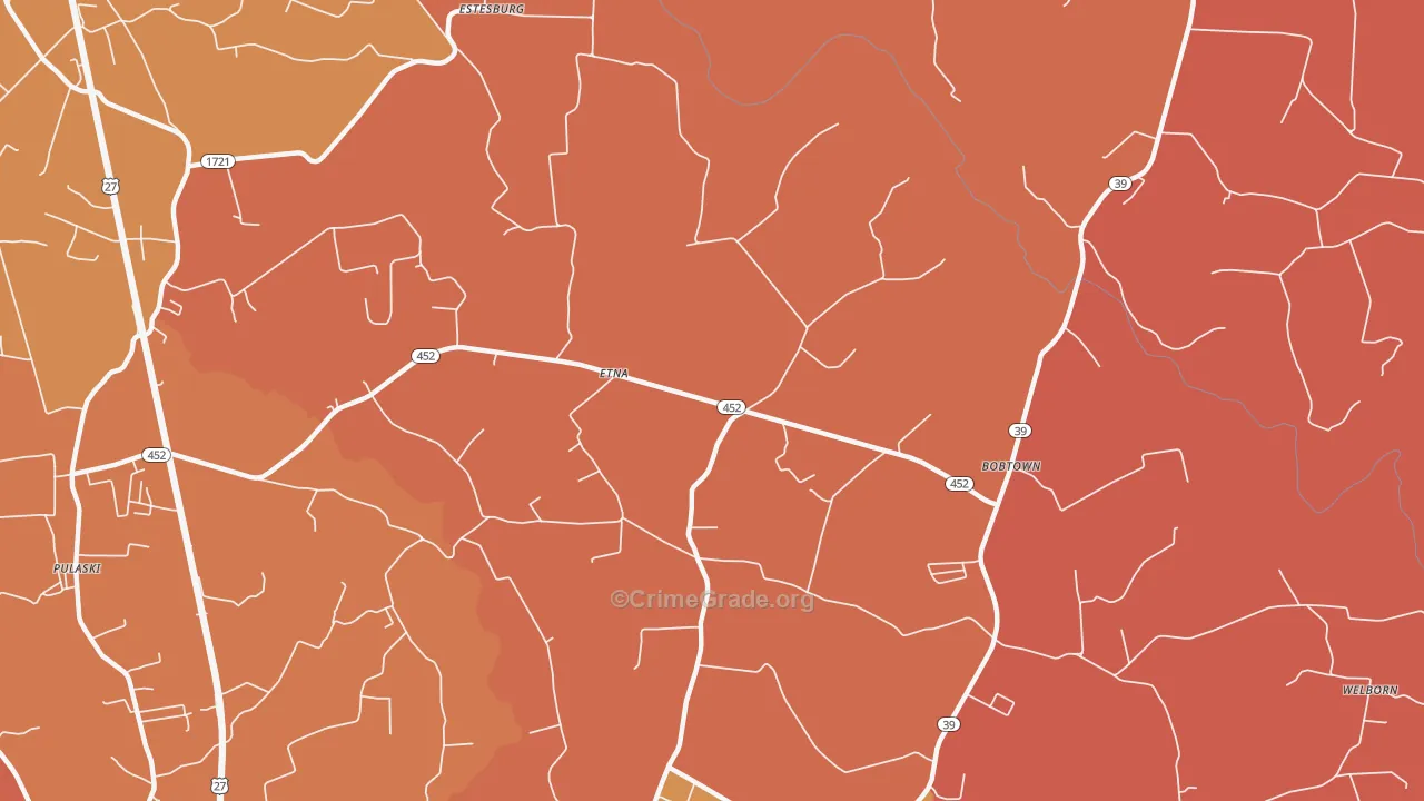 Etna, KY Map of Robbery Rates
