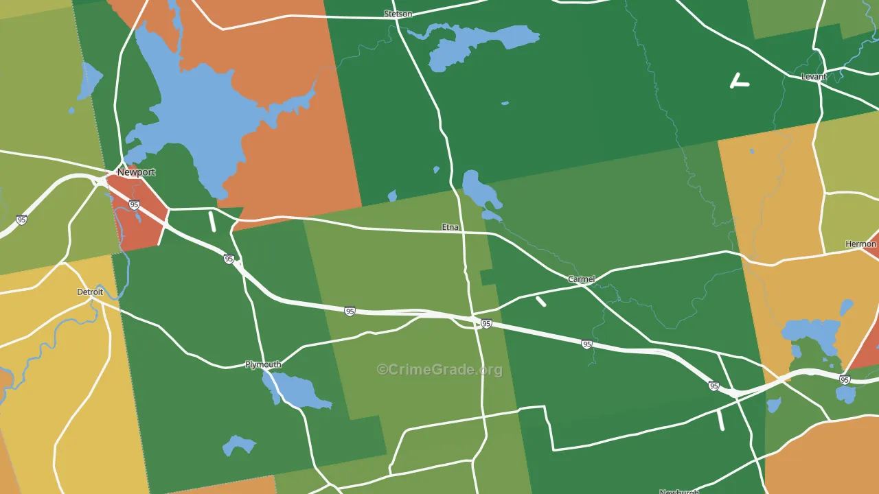 Etna, ME Map of Robbery Rates