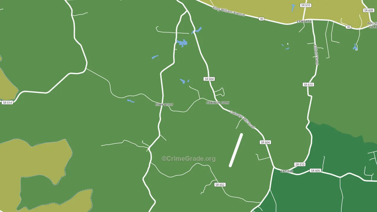 Etna Mills, VA Map of Robbery Rates