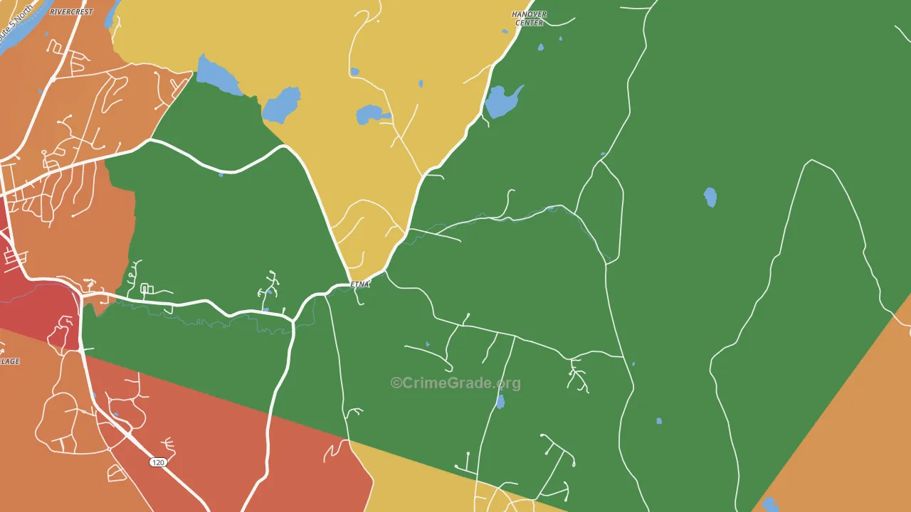 Etna, NH Map of Robbery Rates