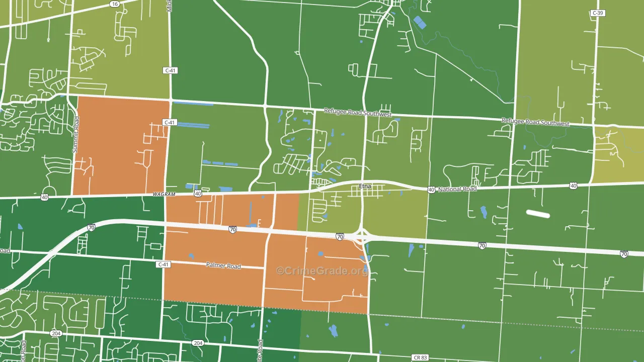 Etna, OH Map of Robbery Rates