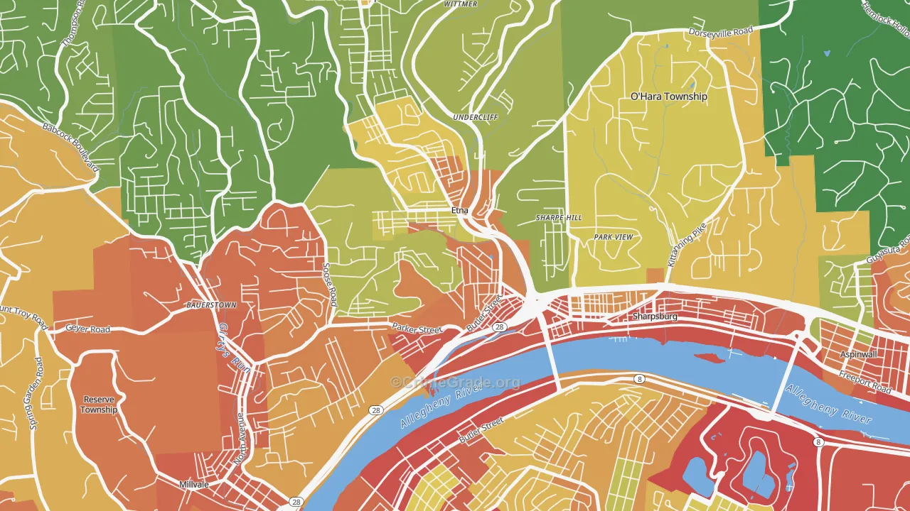 Etna, PA Map of Robbery Rates