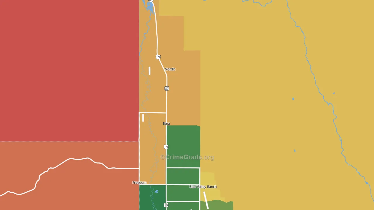 Etna, WY Map of Robbery Rates