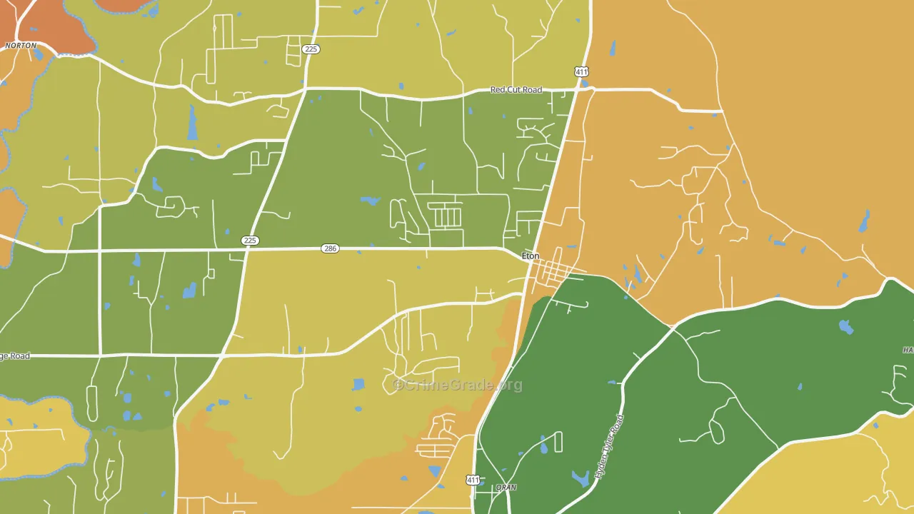 Eton, GA Map of Robbery Rates
