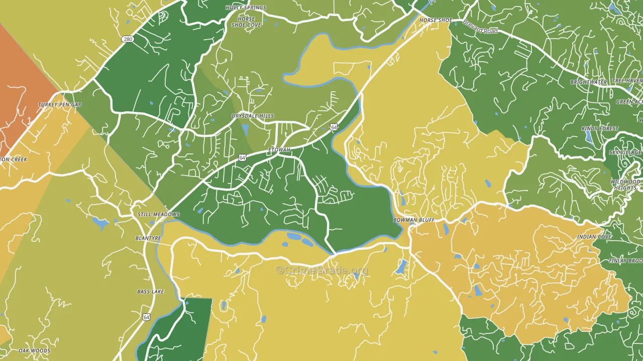 Etowah, NC Map of Robbery Rates