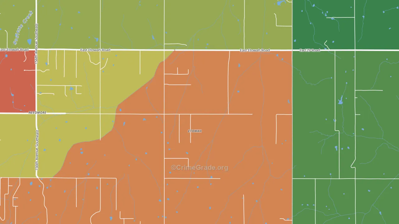 Etowah, OK Map of Robbery Rates