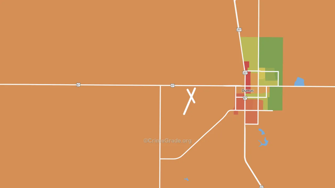Etter, TX Map of Robbery Rates