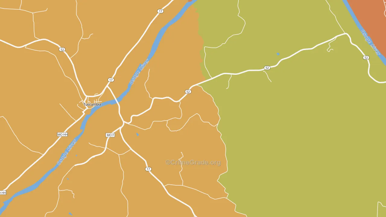 Etterville, MO Map of Robbery Rates