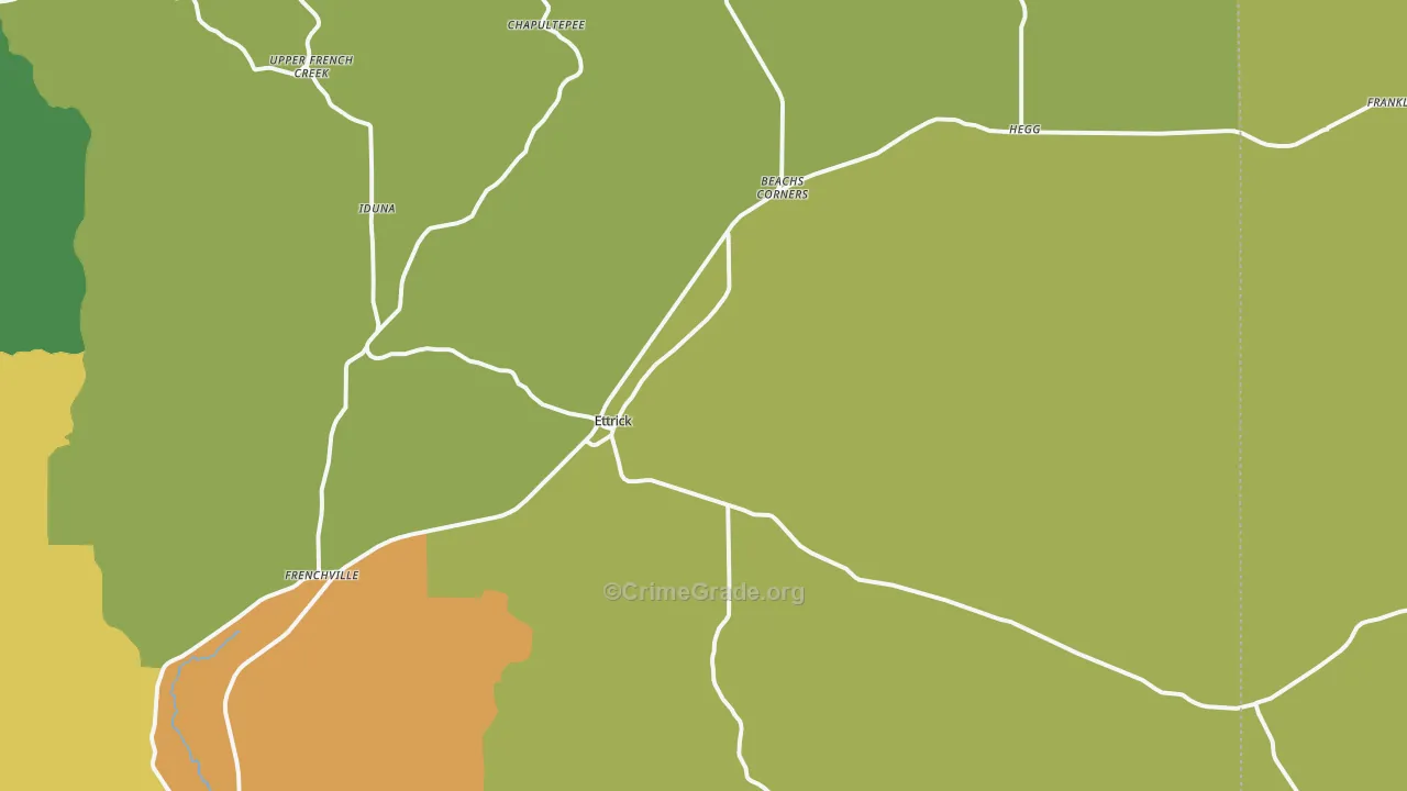 Ettrick, WI Map of Robbery Rates