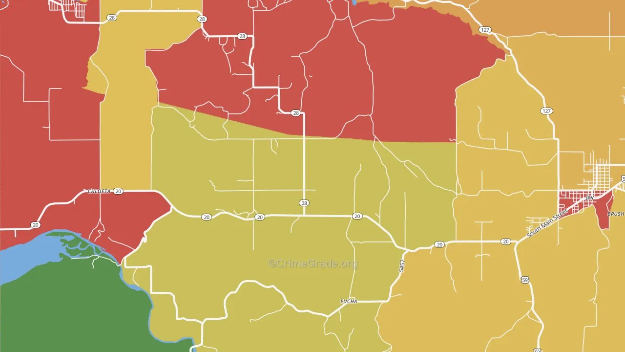 Eucha, OK Map of Robbery Rates