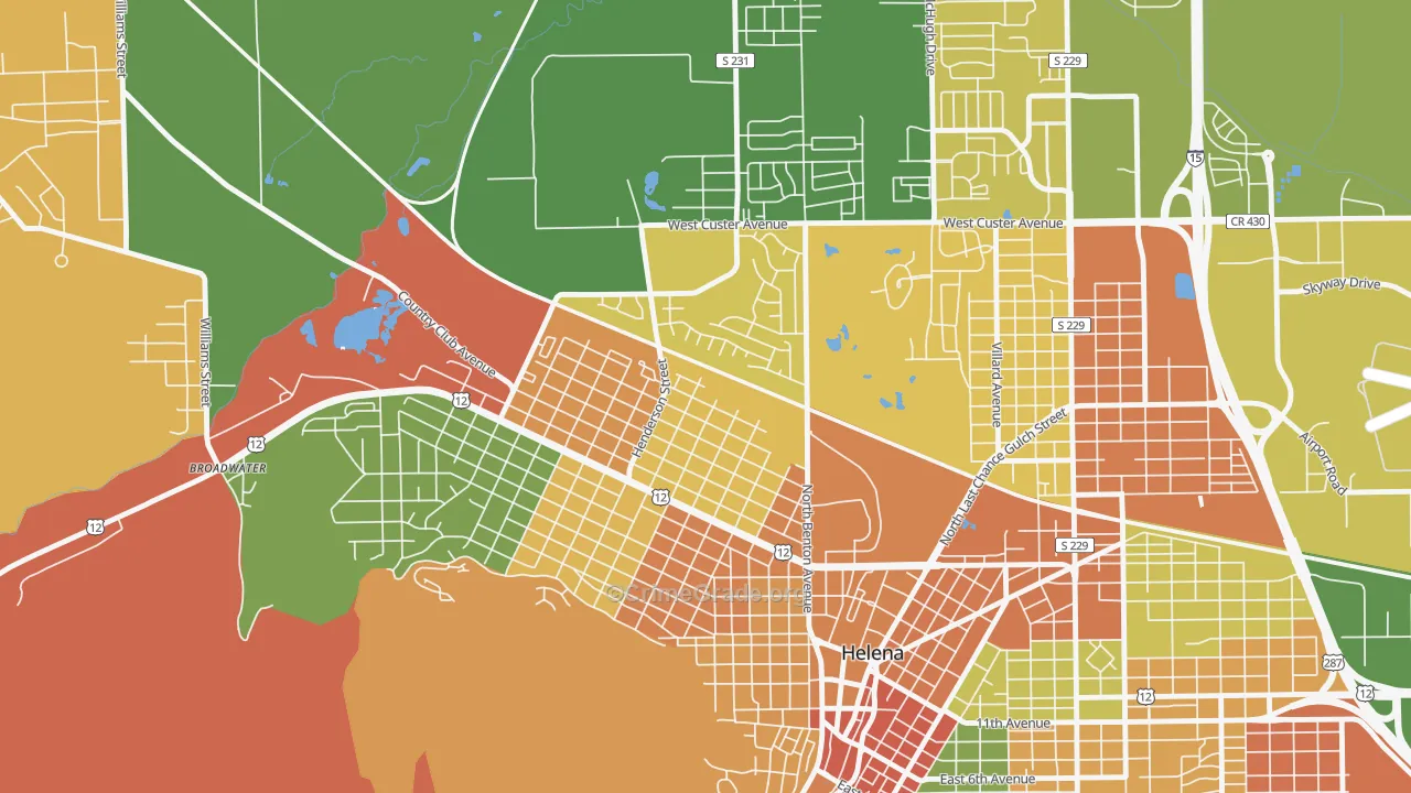 Euclid Ave North, Helena, MT Map of Robbery Rates