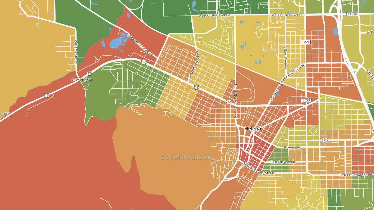 Euclid Ave South, Helena, MT Map of Robbery Rates