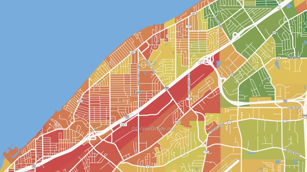 Euclid, OH Map of Robbery Rates