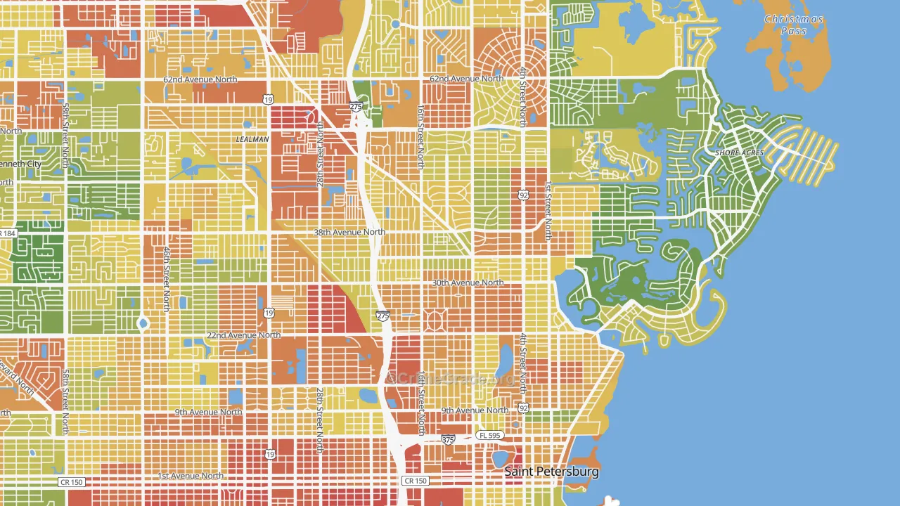 Euclid-St Paul, St. Petersburg, FL Map of Robbery Rates