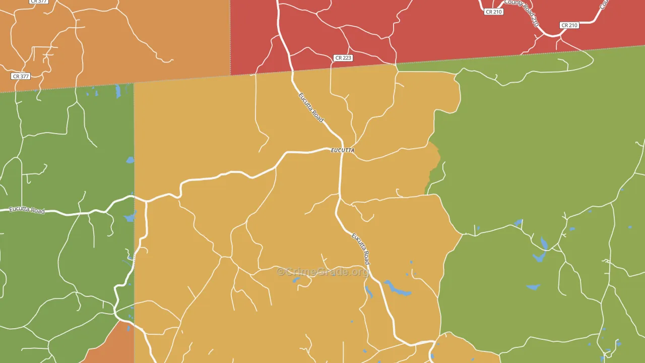 Eucutta, MS Map of Robbery Rates