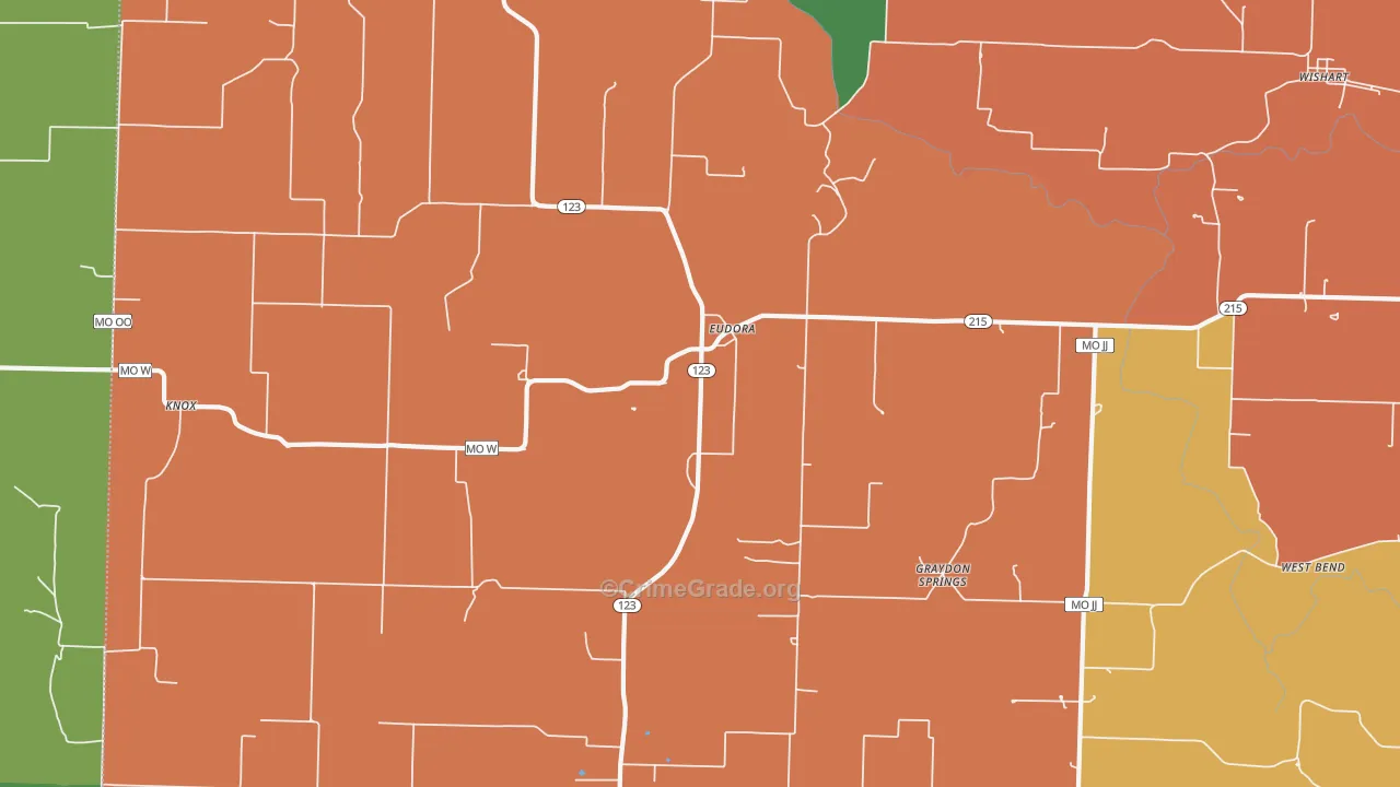 Eudora, MO Map of Robbery Rates