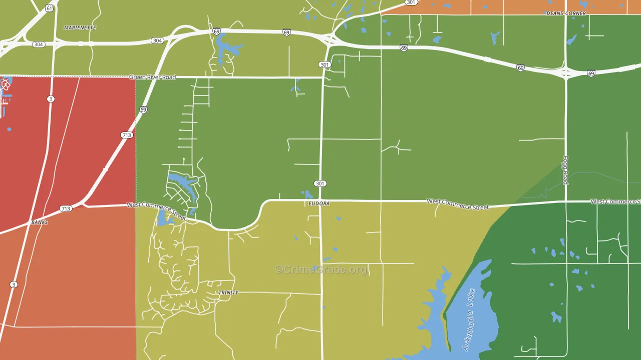 Eudora, MS Map of Robbery Rates