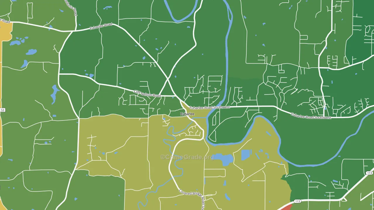 Euharlee, GA Map of Robbery Rates