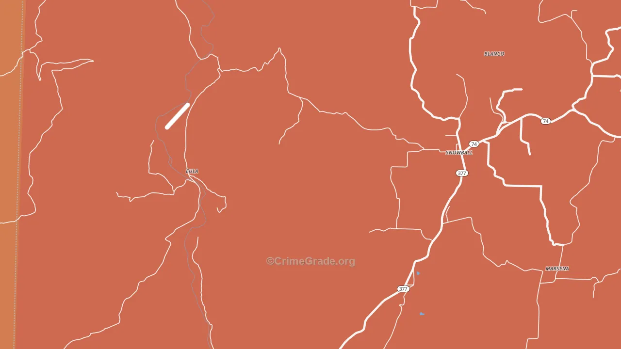 Eula, AR Map of Robbery Rates