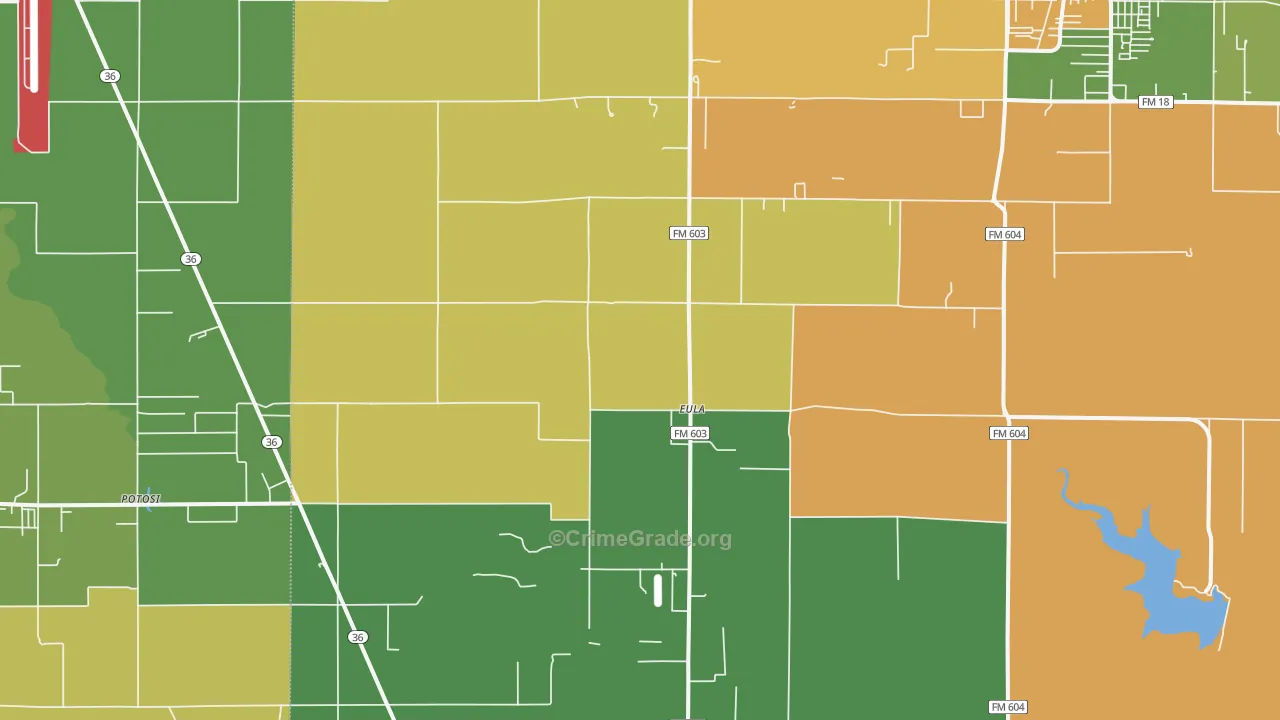 Eula, TX Map of Robbery Rates