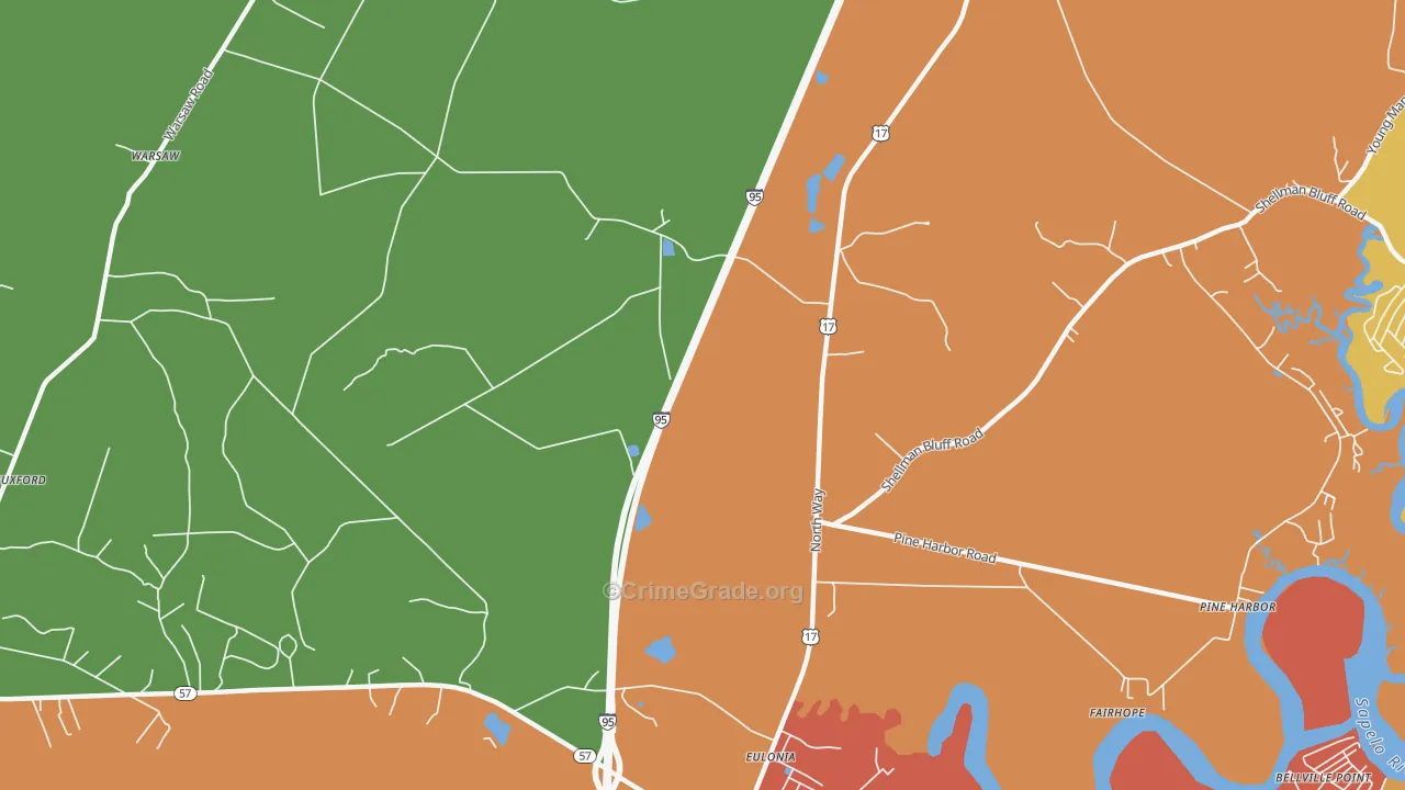Eulonia, GA Map of Robbery Rates