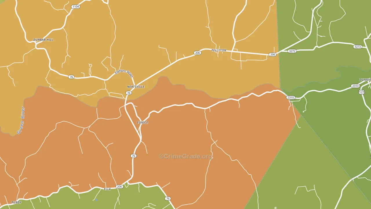 Eunice, KY Map of Robbery Rates