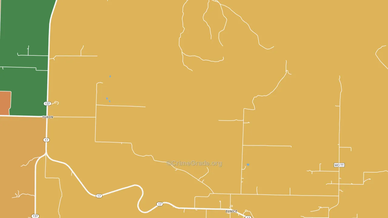 Eunice, MO Map of Robbery Rates