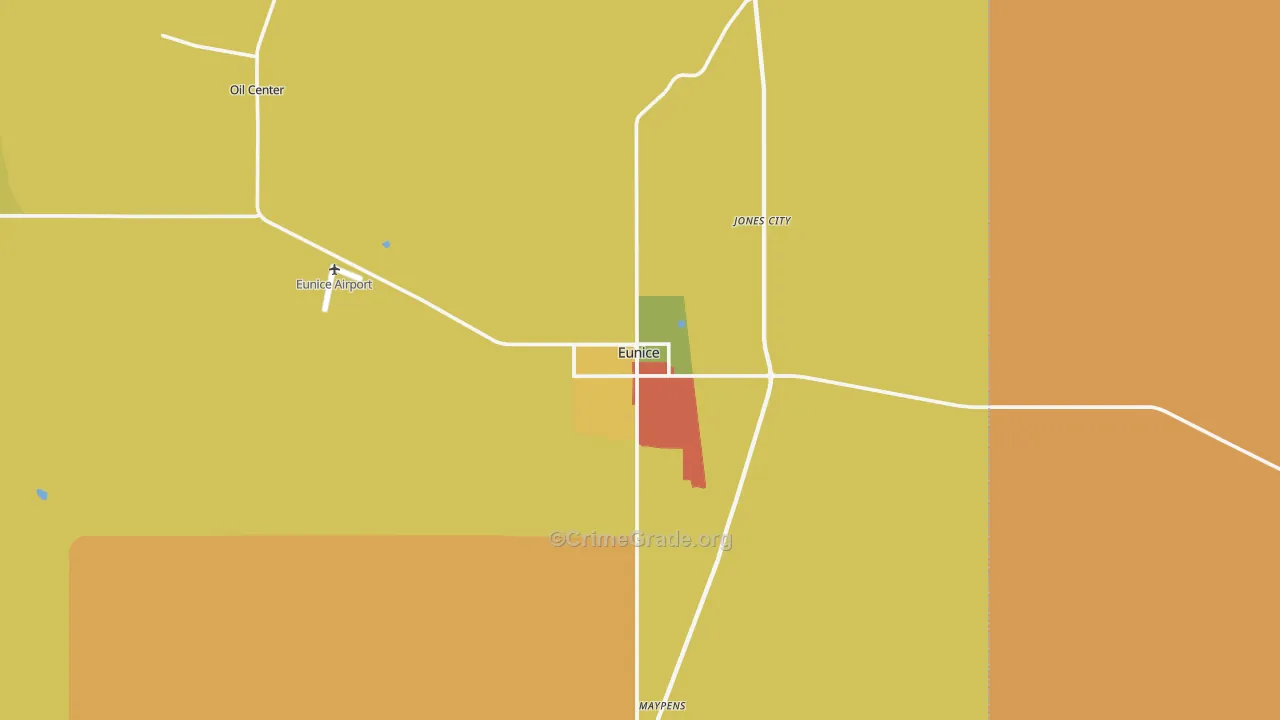 Eunice, NM Map of Robbery Rates