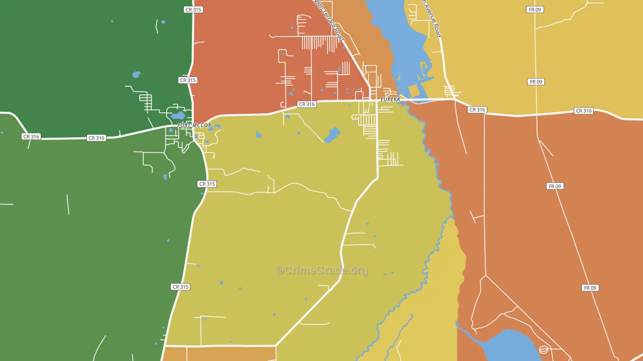 Eureka, FL Map of Robbery Rates