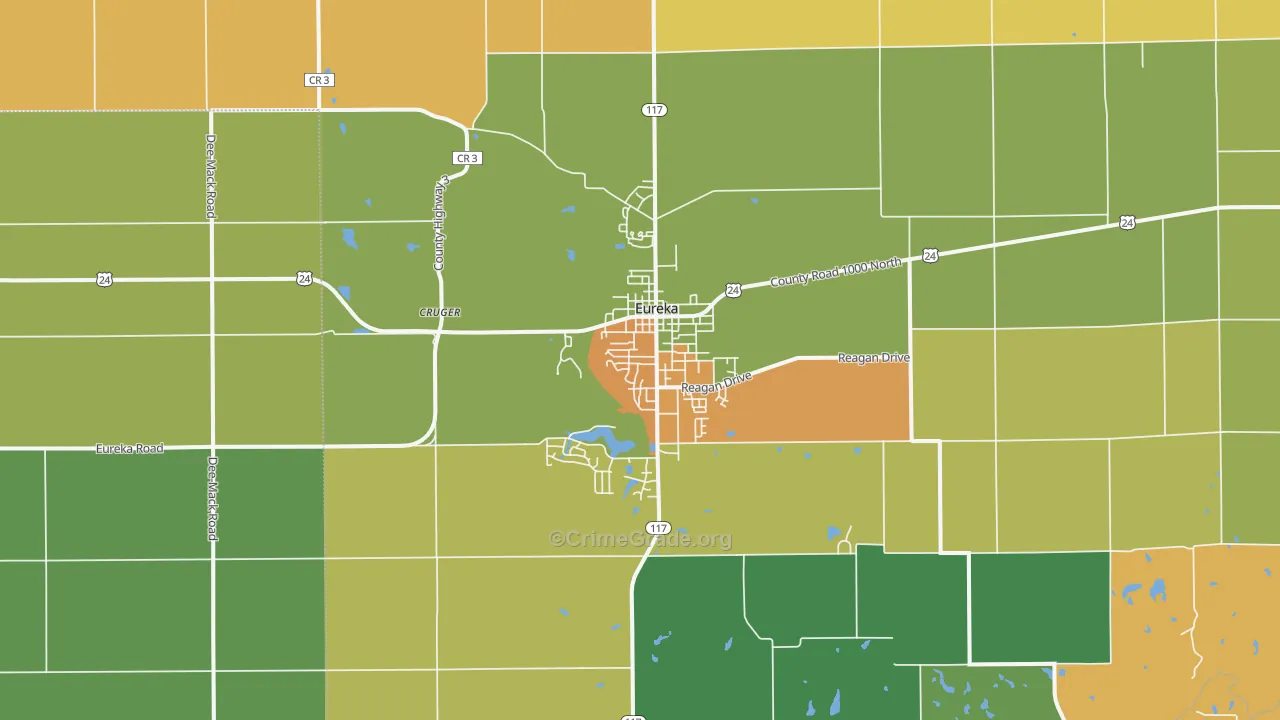 Eureka, IL Map of Robbery Rates